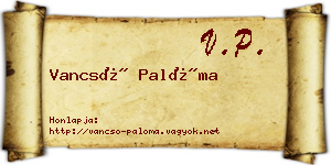 Vancsó Palóma névjegykártya
